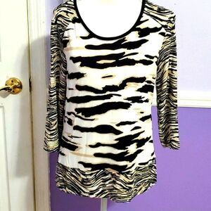 Zenergy by Chico's Boho Animal Print Stretchy Long Sleeve Top M